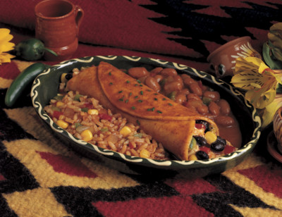 Enchilada with Spanish Rice & Beans Meal standard image