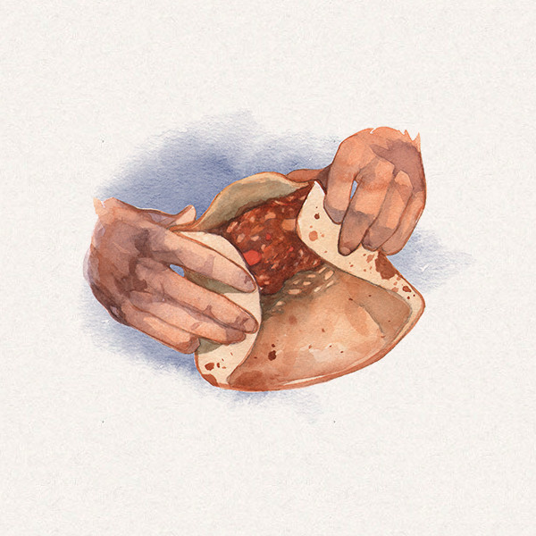 Amy's burrito being rolled