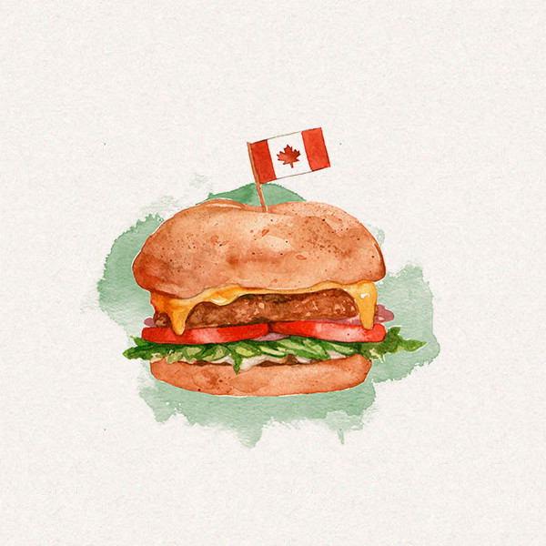 Amy's burger with Canada flag