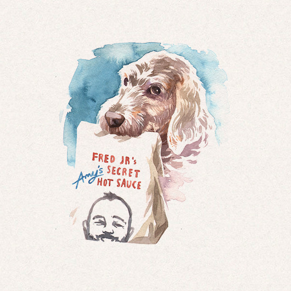 Amy's dog with take away bag