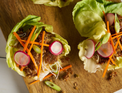 Asian-Style Veggie Burger Lettuce Cups