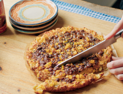 Chili Topped Cheesy Cornbread