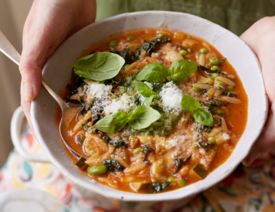 Minestrone Soup with Basil Pesto