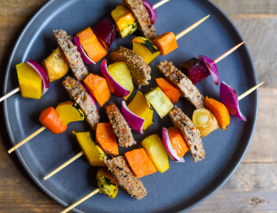 Mini Vegan Burger & Veggie Skewers