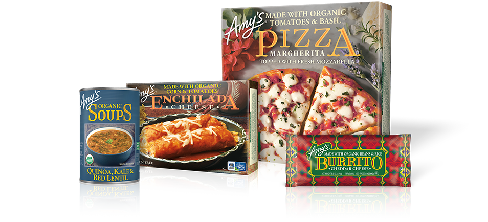 An assortment of Amy's products